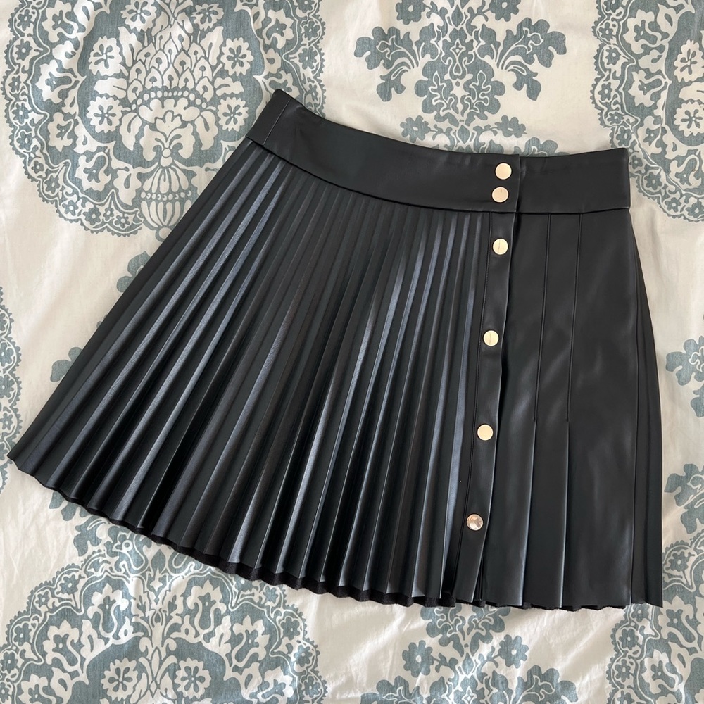 Zara Faux Leather pleated skirt